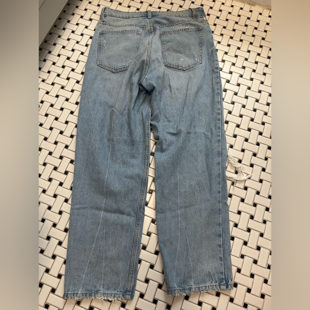 Zara Blue Boyfriend Jeans with Distressed Details - Picture 2 of 8